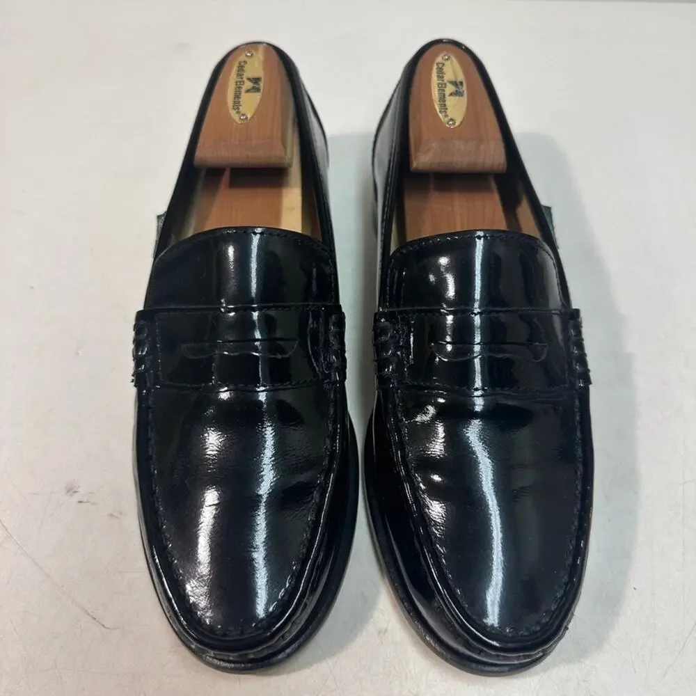 NWOT Paraboot Black Patent Leather Loafer Veritable Mocassin Cousu Main US 7 D